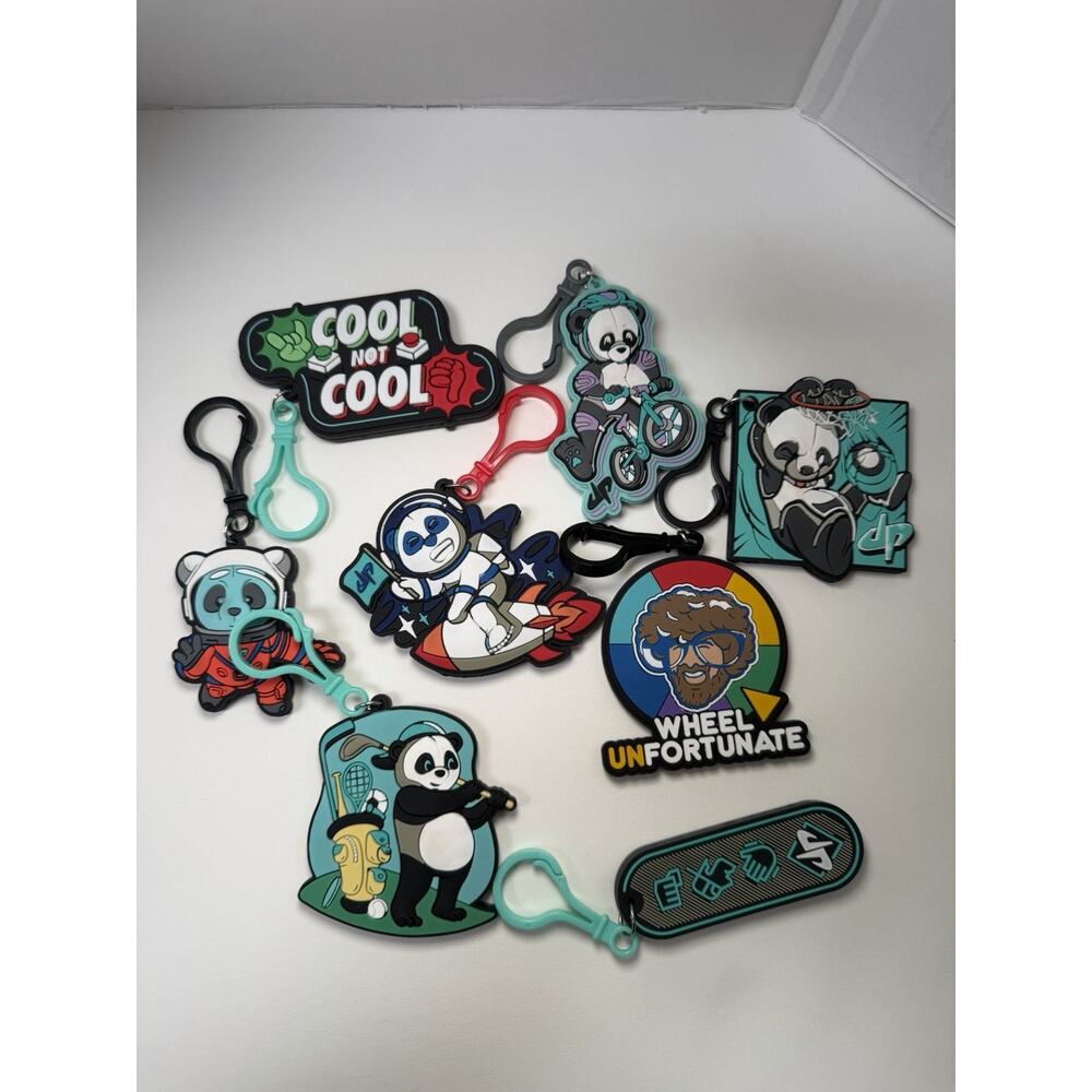 Dude Perfect Panda Key-Chain Bundle Lot Of 8 Various Styles